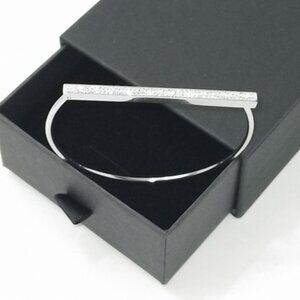 18k Gold Plated Crystal Bar Bracelet  Silver 316L Steel Trendy Jewelry Love